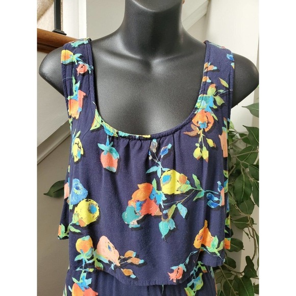 Merona Women's Blue Floral Rayon Scoop Neck Sleeveless Long Maxi Dress Size XL - Picture 2 of 13